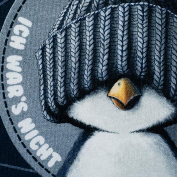 Sweat angeraut Panel mit Pinguinen in Dunkelblau, 95 cm lang